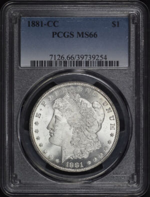 Obverse of this 1881-CC Morgan Dollar PCGS MS-66