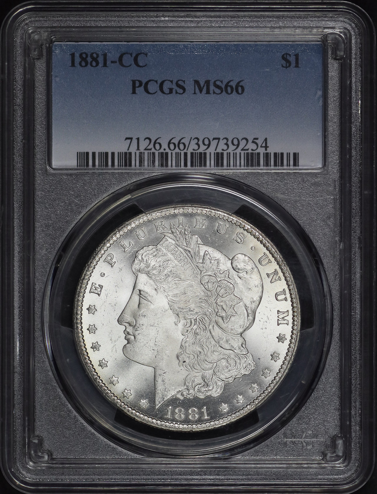 Obverse of this 1881-CC Morgan Dollar PCGS MS-66