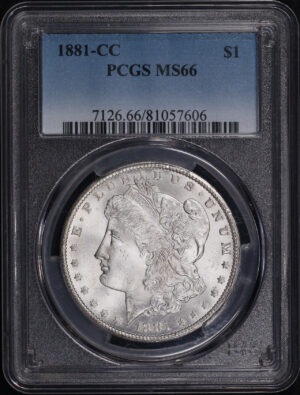 Obverse of this 1881-CC Morgan Dollar PCGS MS-66