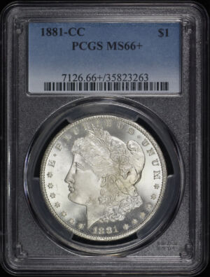 Obverse of this 1881-CC Morgan Dollar PCGS MS-66+