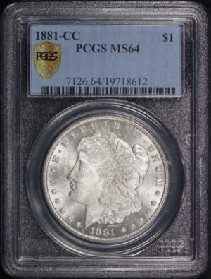Obverse of this 1881-CC Morgan Dollar PCGS MS-64