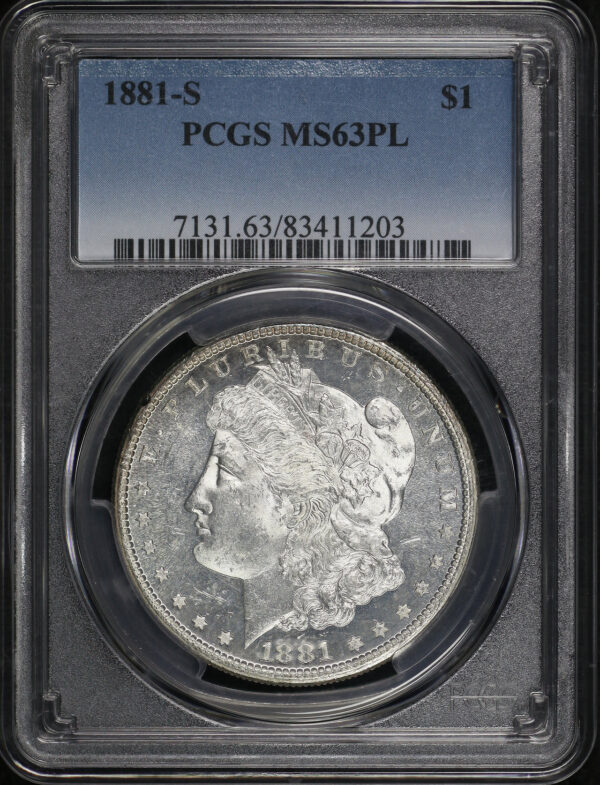 Obverse of this 1881-S Morgan Dollar PCGS MS-63 PL