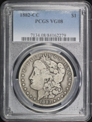 Obverse of this 1882-CC Morgan Dollar PCGS VG-08