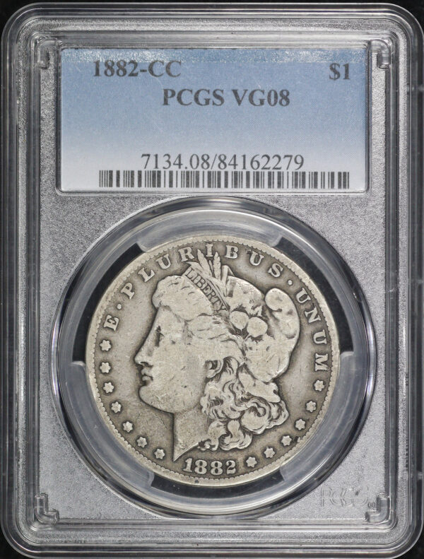 Obverse of this 1882-CC Morgan Dollar PCGS VG-08