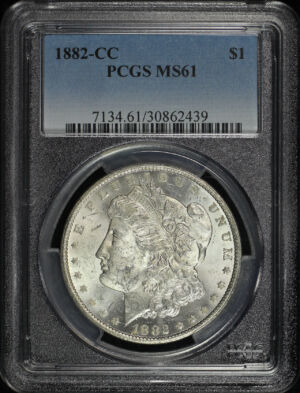 Obverse of this 1882-CC Morgan Dollar PCGS MS-61