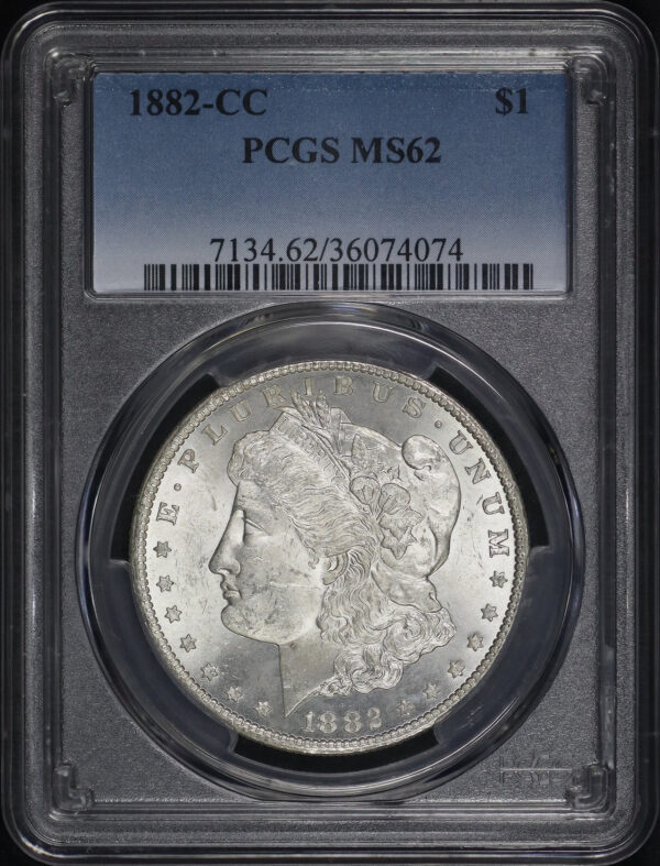 Obverse of this 1882-CC Morgan Dollar PCGS MS-62