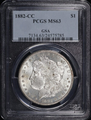 Obverse of this 1882-CC Morgan Dollar PCGS MS-63 GSA Hoard