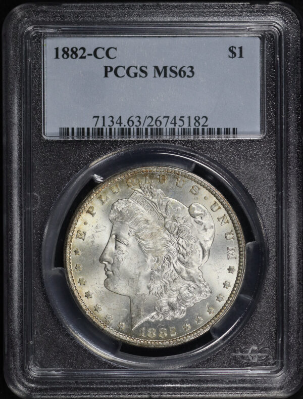 Obverse of this 1882-CC Morgan Dollar PCGS MS-63