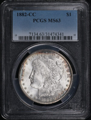 Obverse of this 1882-CC Morgan Dollar PCGS MS-63