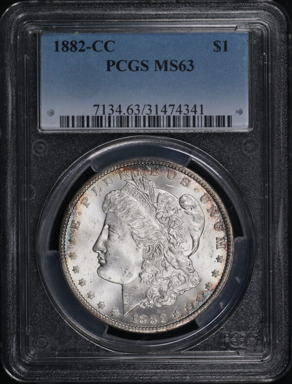 Obverse of this 1882-CC Morgan Dollar PCGS MS-63