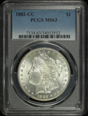 Obverse of this 1882-CC Morgan Dollar PCGS MS-63