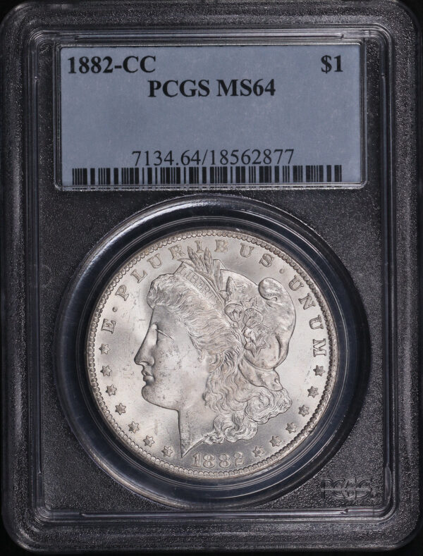 Obverse of this 1882-CC Morgan Dollar PCGS MS-64
