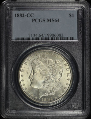 Obverse of this 1882-CC Morgan Dollar PCGS MS-64