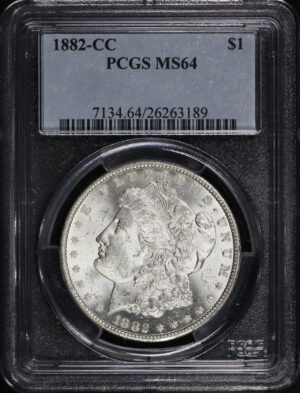 Obverse of this 1882-CC Morgan Dollar PCGS MS-64