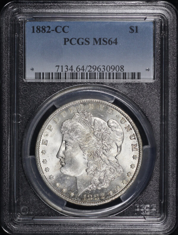 Obverse of this 1882-CC Morgan Dollar PCGS MS-64