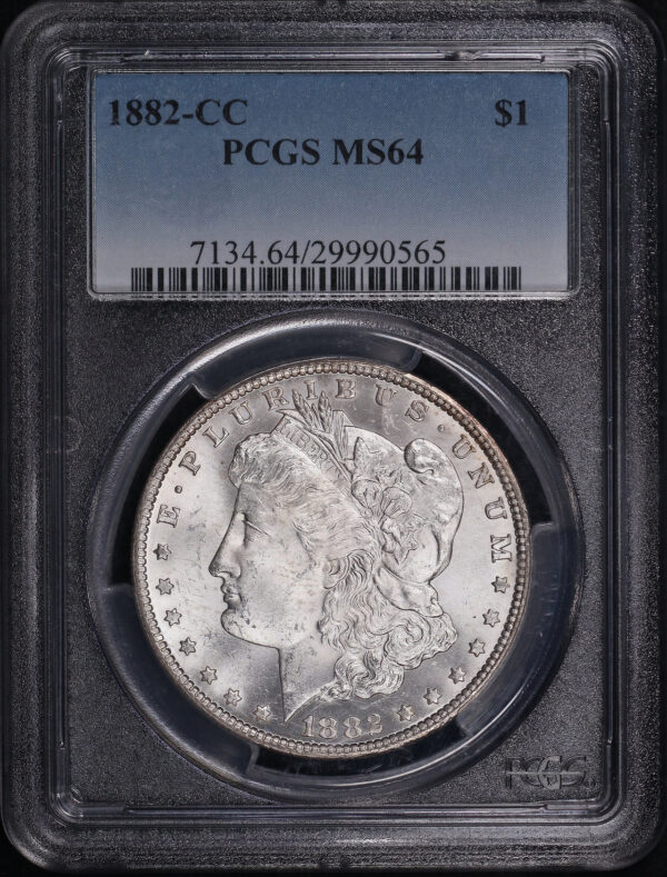 Obverse of this 1882-CC Morgan Dollar PCGS MS-64