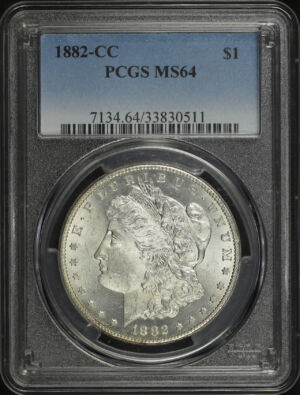 Obverse of this 1882-CC Morgan Dollar PCGS MS-64