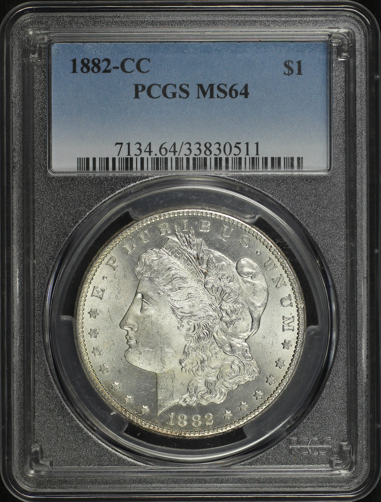 Obverse of this 1882-CC Morgan Dollar PCGS MS-64