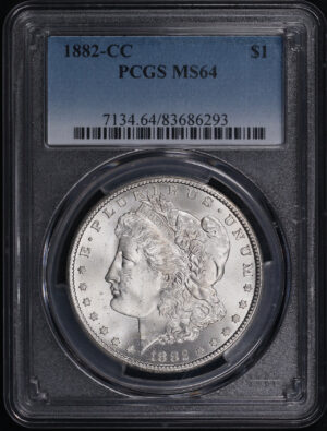 Obverse of this 1882-CC Morgan Dollar PCGS MS-64