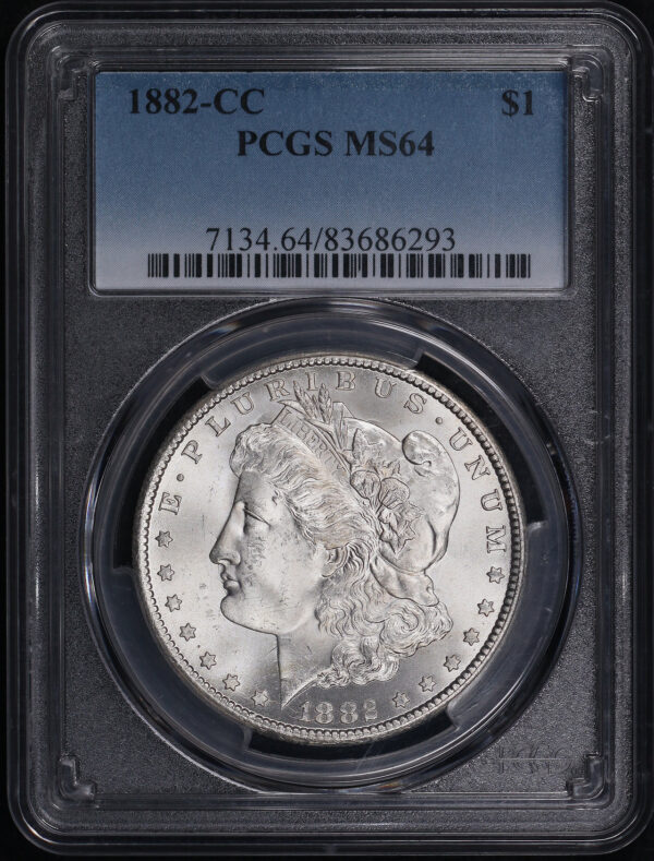 Obverse of this 1882-CC Morgan Dollar PCGS MS-64