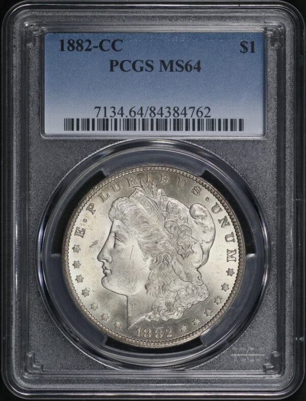 Obverse of this 1882-CC Morgan Dollar PCGS MS-64