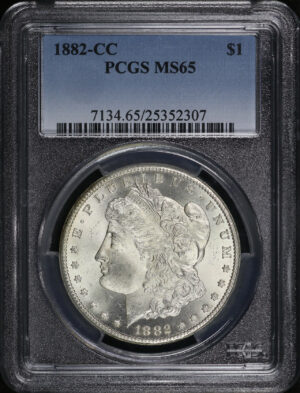 Obverse of this 1882-CC Morgan Dollar PCGS MS-65