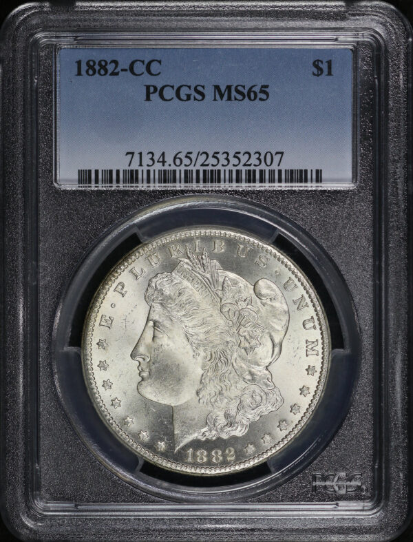 Obverse of this 1882-CC Morgan Dollar PCGS MS-65