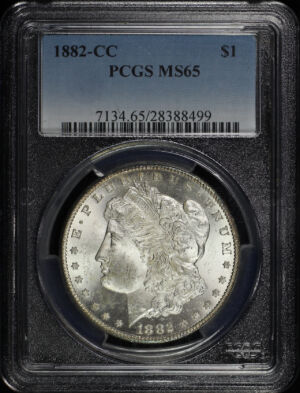 Obverse of this 1882-CC Morgan Dollar PCGS MS-65