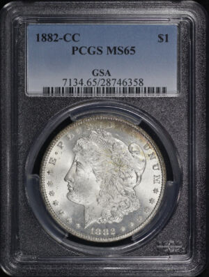 Obverse of this 1882-CC Morgan Dollar PCGS MS-65