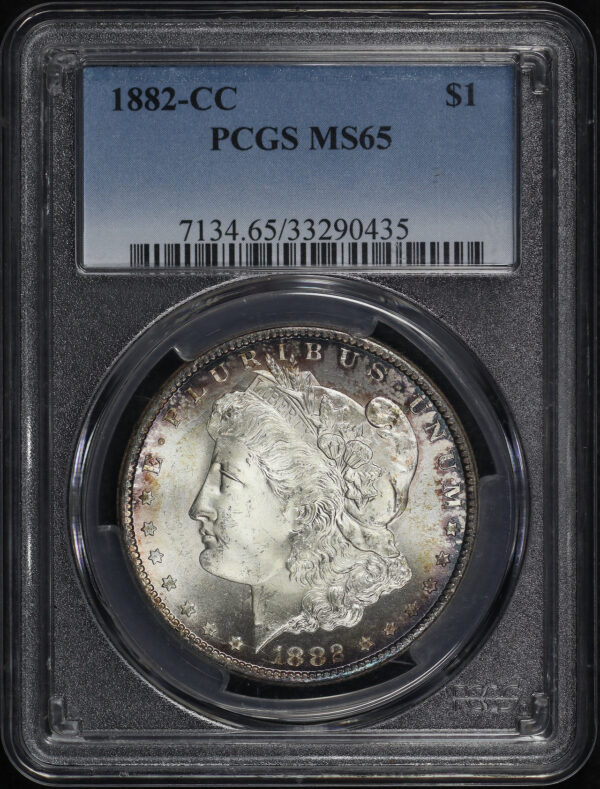 Obverse of this 1882-CC Morgan Dollar PCGS MS-65