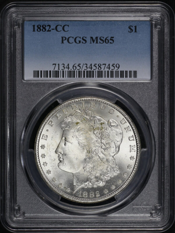 Obverse of this 1882-CC Morgan Dollar PCGS MS-65