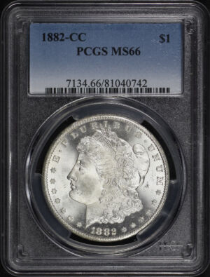 Obverse of this 1882-CC Morgan Dollar PCGS MS-66
