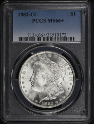 Obverse of this 1882-CC Morgan Dollar PCGS MS-66+