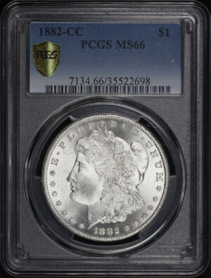 Obverse of this 1882-CC Morgan Dollar PCGS MS-66