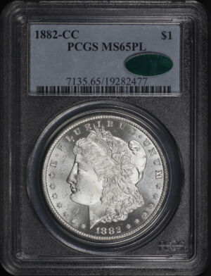 Obverse of this 1882-CC Morgan Dollar PCGS MS-65 PL CAC
