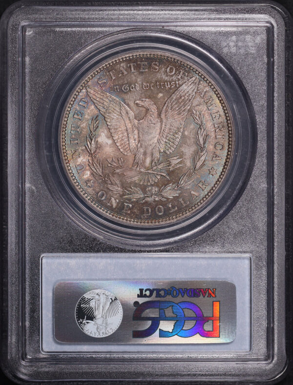 Reverse of this 1883 Morgan Dollar PCGS MS-65 CAC Blue, Green, & Orange Toning