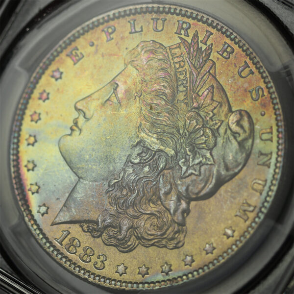 Gallery image of this 1883 Morgan Dollar PCGS MS-67 Pastel Obverse Toning