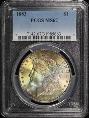 Obverse of this 1883 Morgan Dollar PCGS MS-67 Pastel Obverse Toning