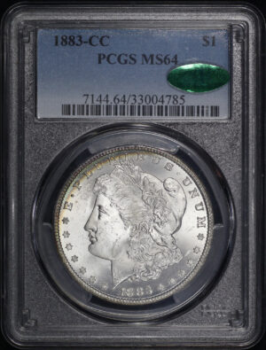 Obverse of this 1883-CC Morgan Dollar PCGS MS-64 CAC