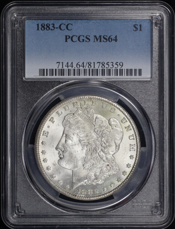 Obverse of this 1883-CC Morgan Dollar PCGS MS-64