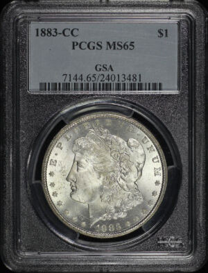 Obverse of this 1883-CC Morgan Dollar PCGS MS-65