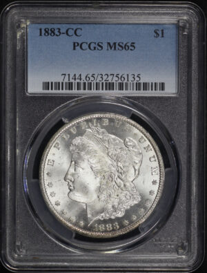 Obverse of this 1883-CC Morgan Dollar PCGS MS-65