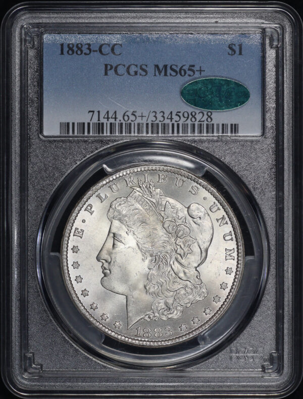 Obverse of this 1883-CC Morgan Dollar PCGS MS-65+ CAC