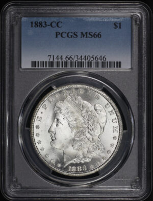 Obverse of this 1883-CC Morgan Dollar PCGS MS-66