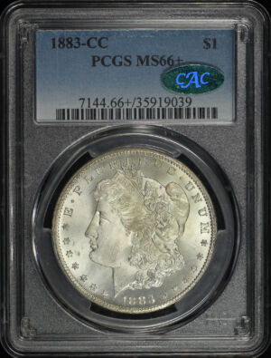Obverse of this 1883-CC Morgan Dollar PCGS MS-66+ CAC