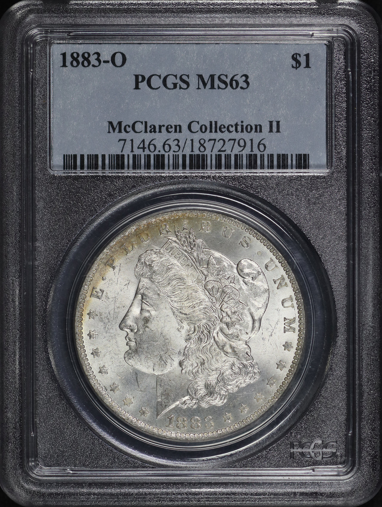 Obverse of this 1883-O Morgan Dollar PCGS MS-63 McClaren Collection II
