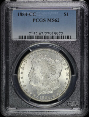 Obverse of this 1884-CC Morgan Dollar PCGS MS-62