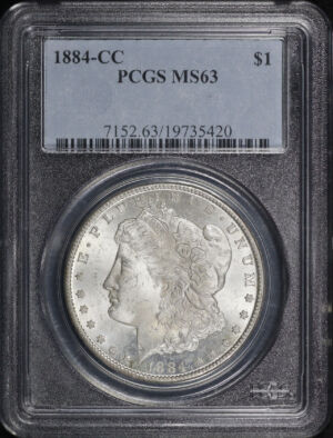 Obverse of this 1884-CC Morgan Dollar PCGS MS-63
