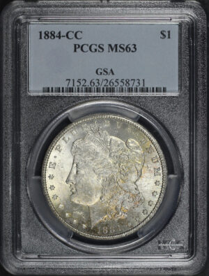 Obverse of this 1884-CC Morgan Dollar PCGS MS-63 GSA Hoard