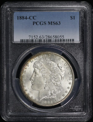 Obverse of this 1884-CC Morgan Dollar PCGS MS-63